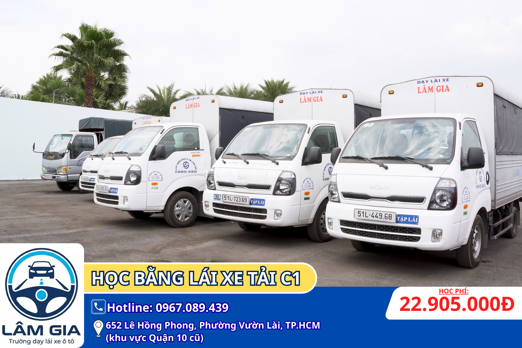 học bằng lái xe tải c1 tphcm - trường dạy lái ô tô Lâm Gia - 22.905.000đ