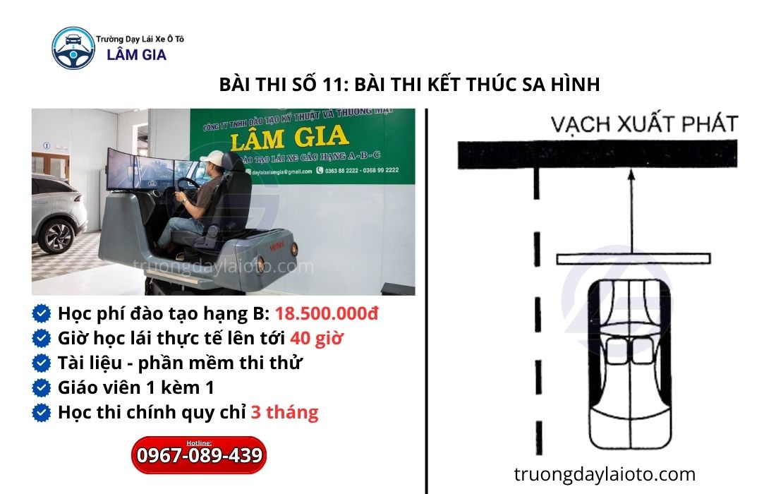 trường dạy lái ô tô lâm gia bài thi số 11: bài thi kết thúc sa hình 