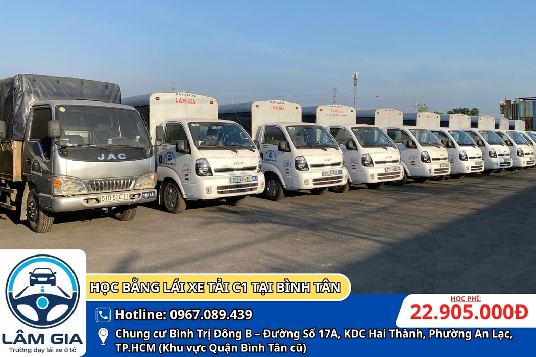 học bằng lái xe tải c1 tại bình tân với học phí 22.905.000đ trường dạy lái xe tải lâm gia 