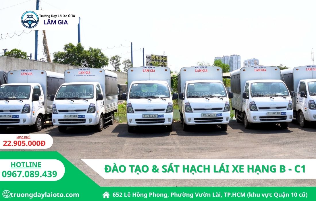 học bằng lái xe c1 tại tphcm - trường dạy lái ô tô Lâm Gia với học phí 22.905.000đ