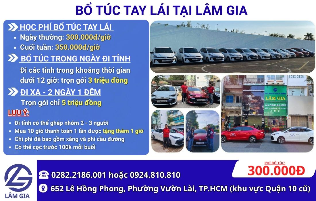khóa bổ túc tay lái tại trung tâm lâm gia chỉ 300k/giờ