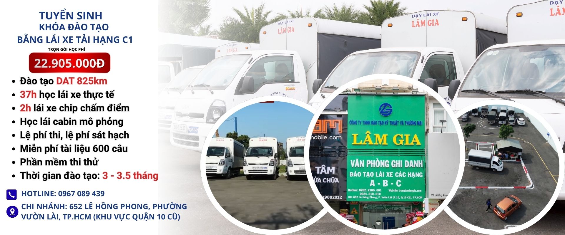 khóa học thi bằng lái xe tải c1 tại trường dạy lái ô tô lâm gia với học phí 22.905.000đ