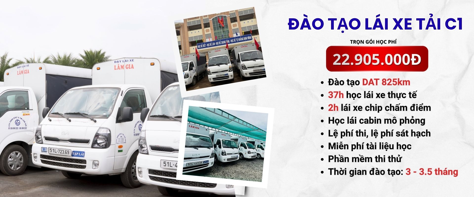 trường dạy lái xe tải Lâm Gia khóa đào tạo lái xe tải c1 học phí 22.905.000đ